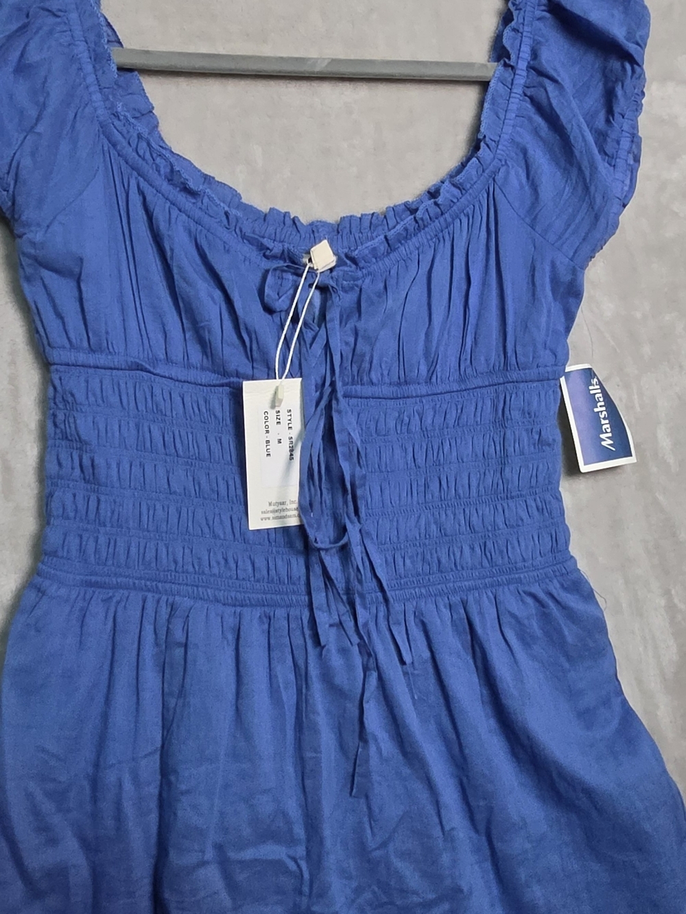 Marshalls Royal Blue Smocked Waist Tie-Front Women's Tunic